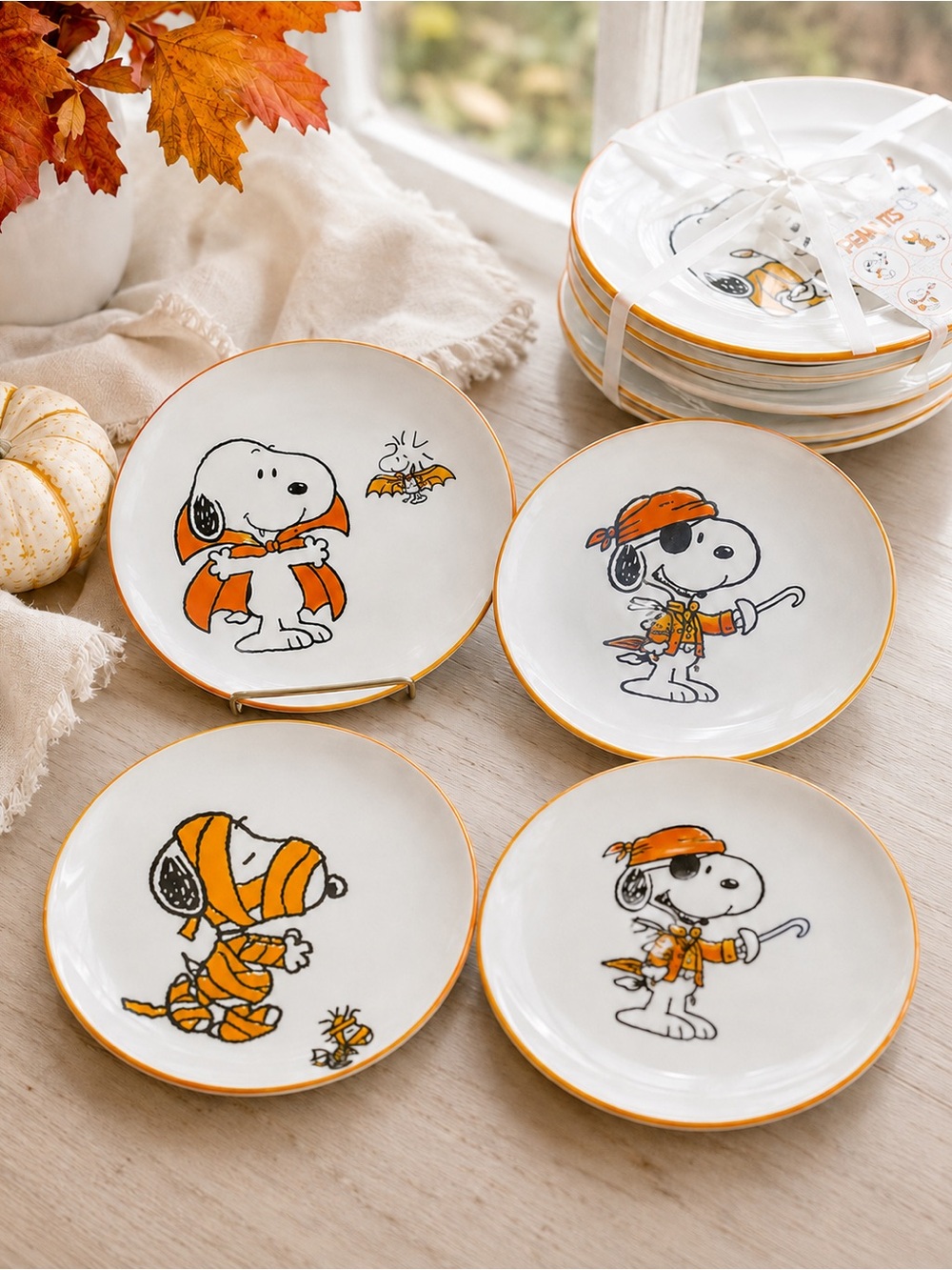Peanuts Snoopy Halloween 2025 Zrike 4 Appetizer Plates 6” SAMPLE NWT